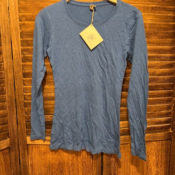 Women's Onno Long Sleeve Bamboo T-Shirt Sea Blue - Picture 1 of 4